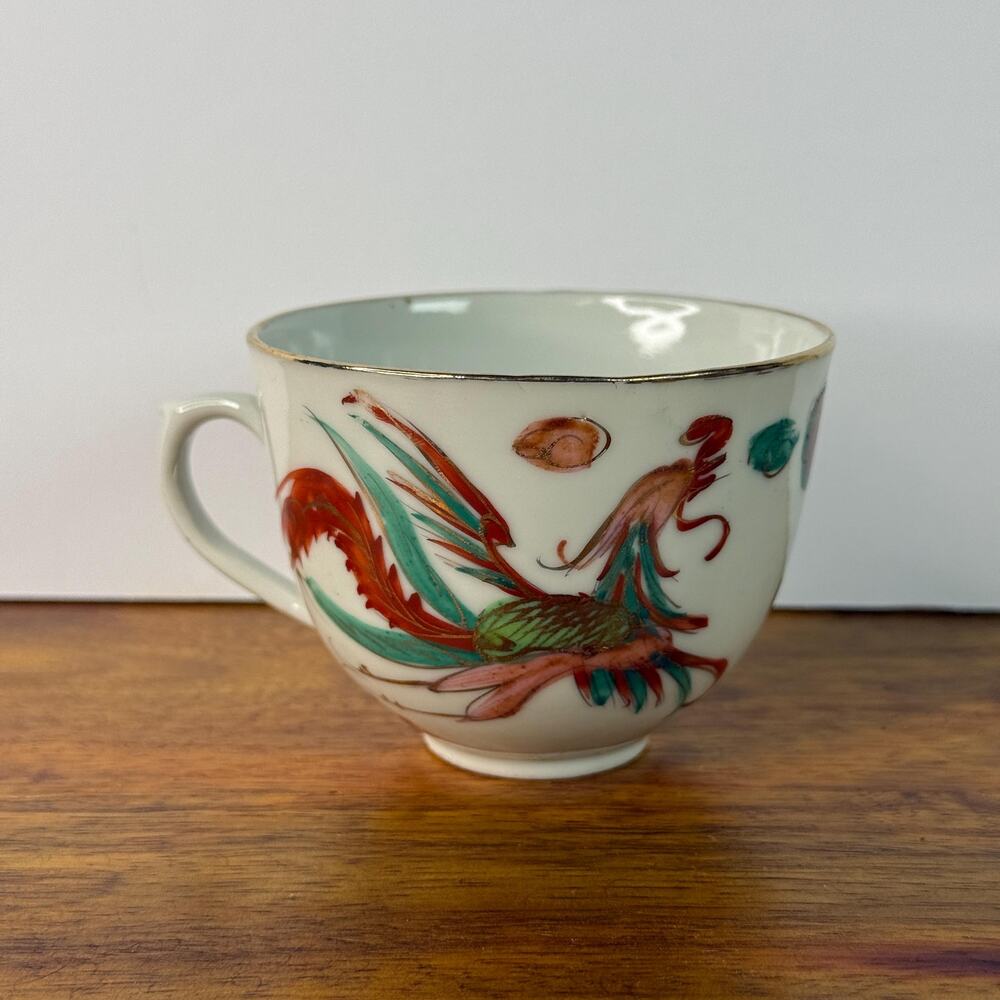 Vintage Porcelain Tea Cup Xiong Yigeng Dragon and Phoenix